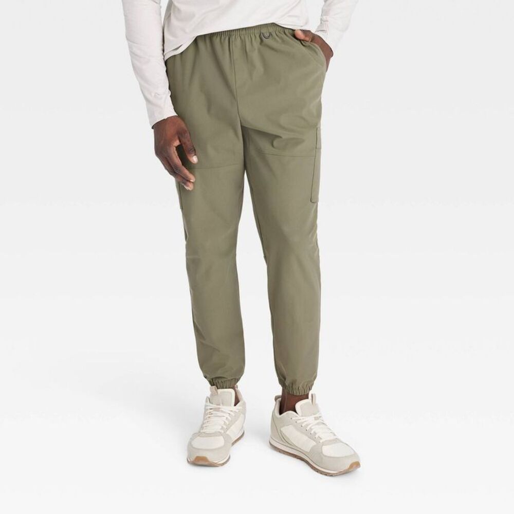 All In Motion Men's Utility Cargo Joggers Gym Pants Quick Drying Green M